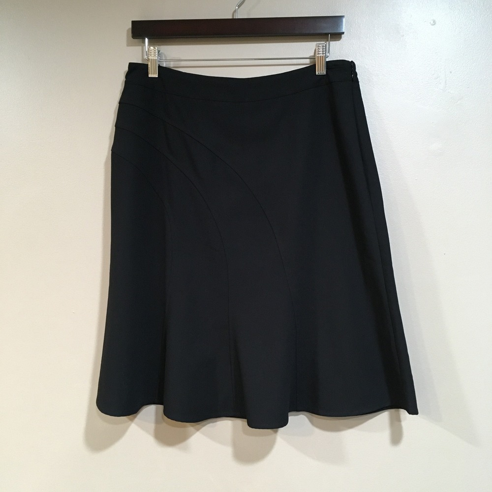 G.H. Bass Flared Midi Skirt Womens 6 Black Classic Professional Capsule Stretch